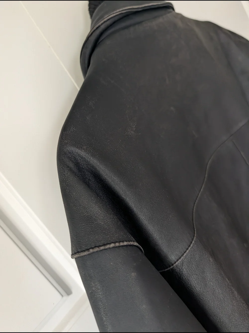 Men's Black Leather Zip-Front Coat